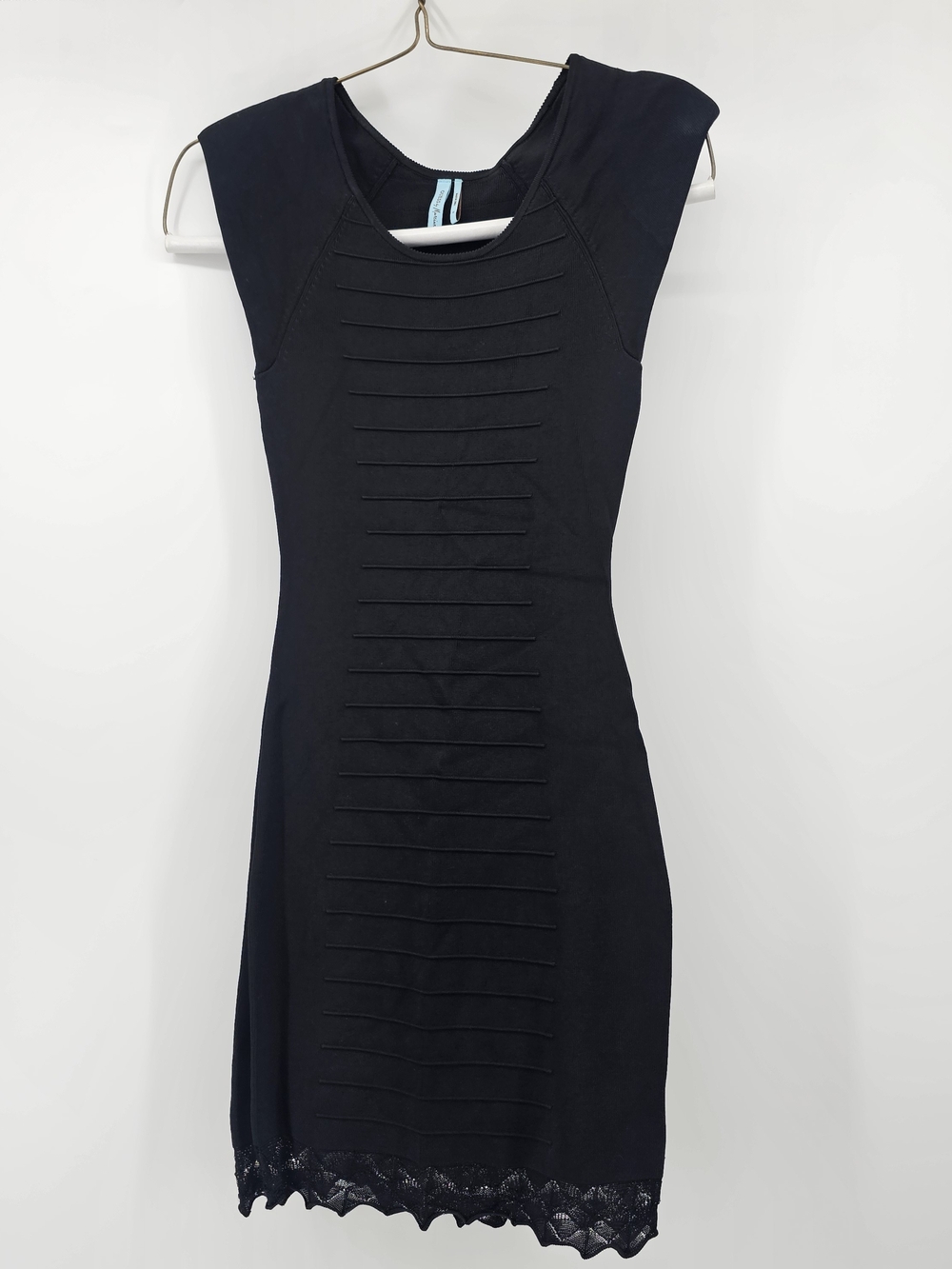 Guess by Marciano Black Ribbed Pintuck Bodycon Mini Dress